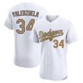 Fenge LA.Dodgers #34 Fernando Valenzuela Player Gold Limited Elite Home Stitched Jerseys