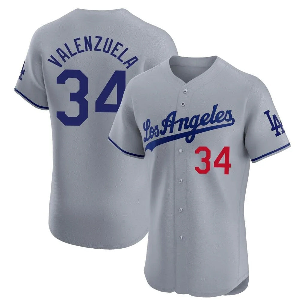Fenge LA.Dodgers #34 Fernando Valenzuela Player Gray Limited Elite Home Stitched Jerseys