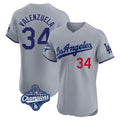 Fenge LA.Dodgers #34 Fernando Valenzuela Player Gray World Series Meet Limited Elite Home Stitched Jerseys