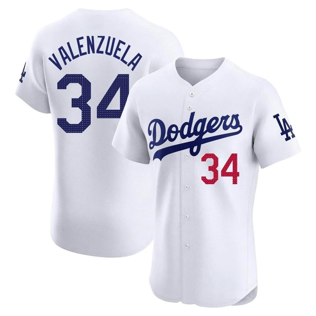 Fenge LA.Dodgers #34 Fernando Valenzuela Player White Limited Elite Home Stitched Jerseys