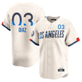 Fenge LA.Dodgers #3 Edwin D¡§aaz Player Cream City Connect Limited Home Stitched Jerseys