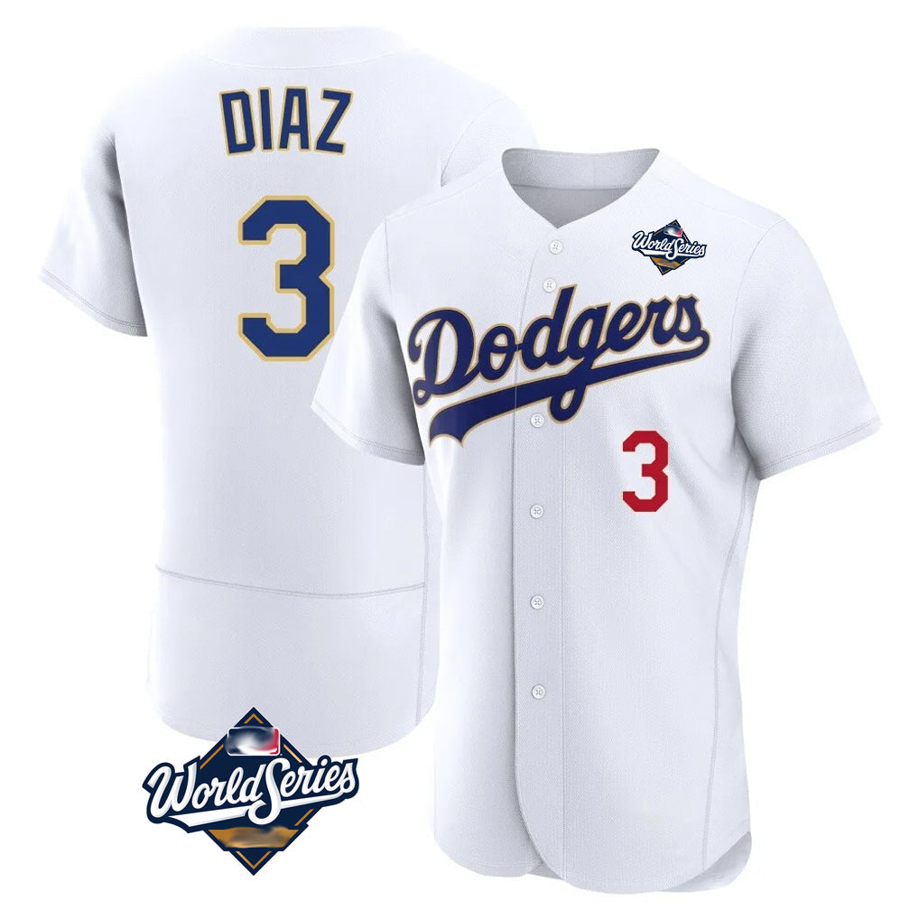 Fenge LA.Dodgers #3 Edwin D¡§aaz Player Gold White World Series 2026 Collection Stadium Limited Elite Stitched Jerseys