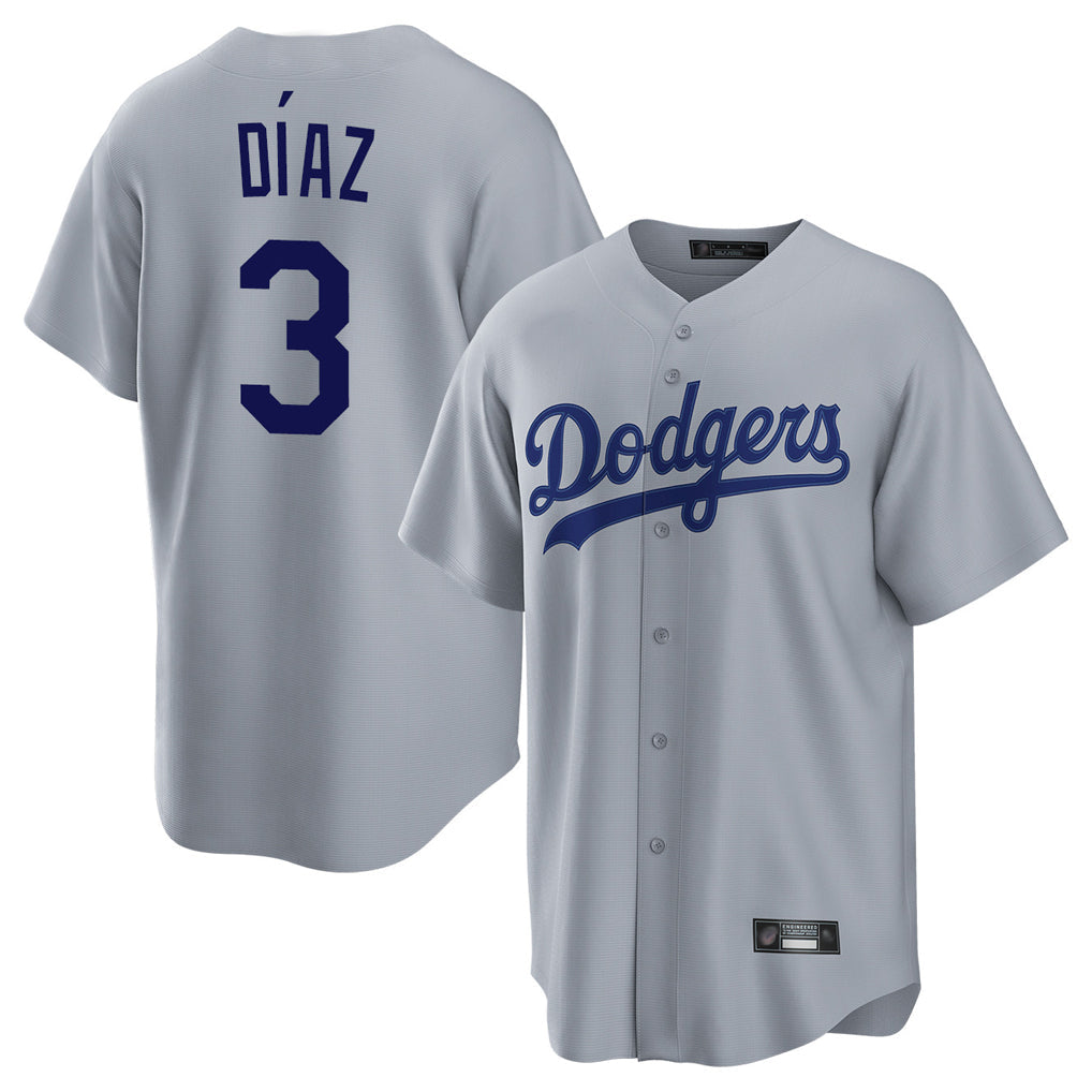 Fenge LA.Dodgers #3 Edwin D¡§aaz Player Gray Game Stitched Jerseys