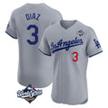 Fenge LA.Dodgers #3 Edwin D¡§aaz Player Gray World Series Limited Elite Home Stitched Jerseys