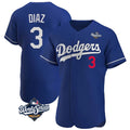 Fenge LA.Dodgers #3 Edwin D¡§aaz Player Royal World Series Limited Elite Home Stitched Jerseys