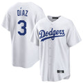 Fenge LA.Dodgers #3 Edwin D¡§aaz Player White Game Home Stitched Jerseys