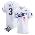 Fenge LA.Dodgers #3 Edwin D¡§aaz Player White World Series Limited Elite Home Stitched Jerseys