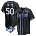 Fenge LA.Dodgers #50 Mookie Betts Player Black World Series Carbon Limited Home Stitched Jerseys