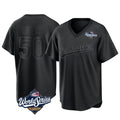 Fenge LA.Dodgers #50 Mookie Betts Player Black World Series Pitch Fashion T-shirt Stitched Jerseys