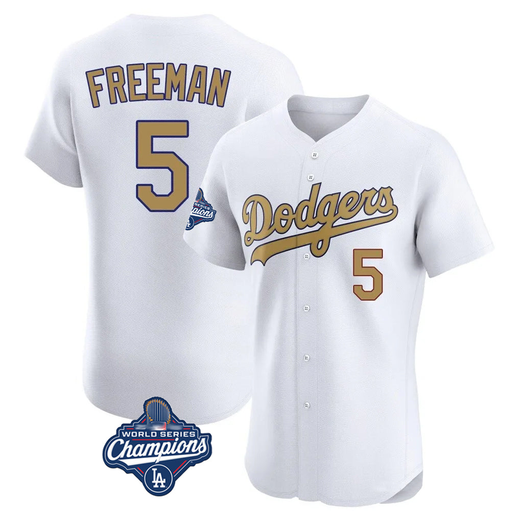 Fenge LA.Dodgers #5 Freddie Freeman Player White World Series Meet Limited Elite Home Stitched Jerseys