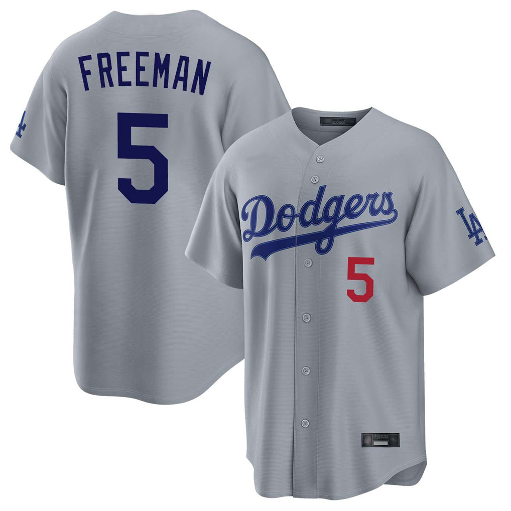 Fenge LA.Dodgers #5 Freddie Freeman Player Gray Game Home Stitched Jerseys