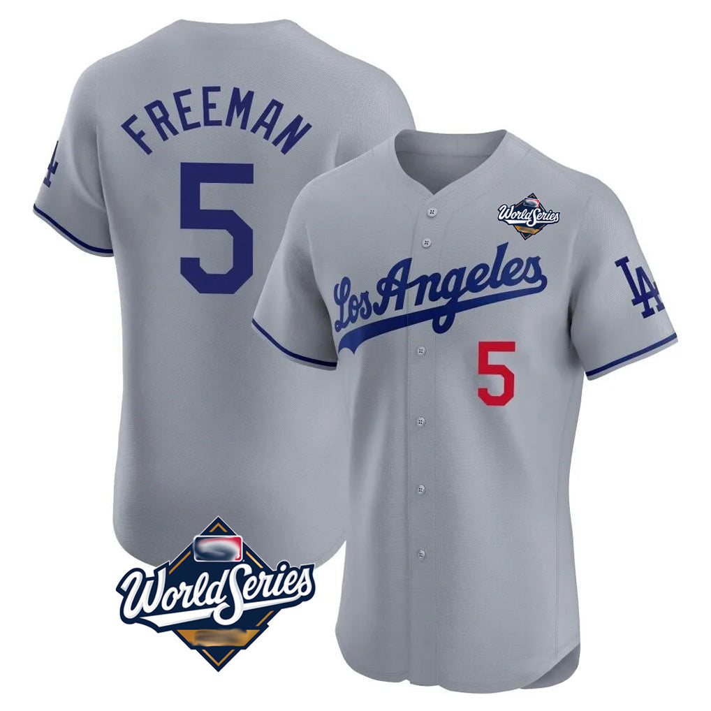 Fenge LA.Dodgers #5 Freddie Freeman Player Gray World Series Limited Elite Home Stitched Jerseys