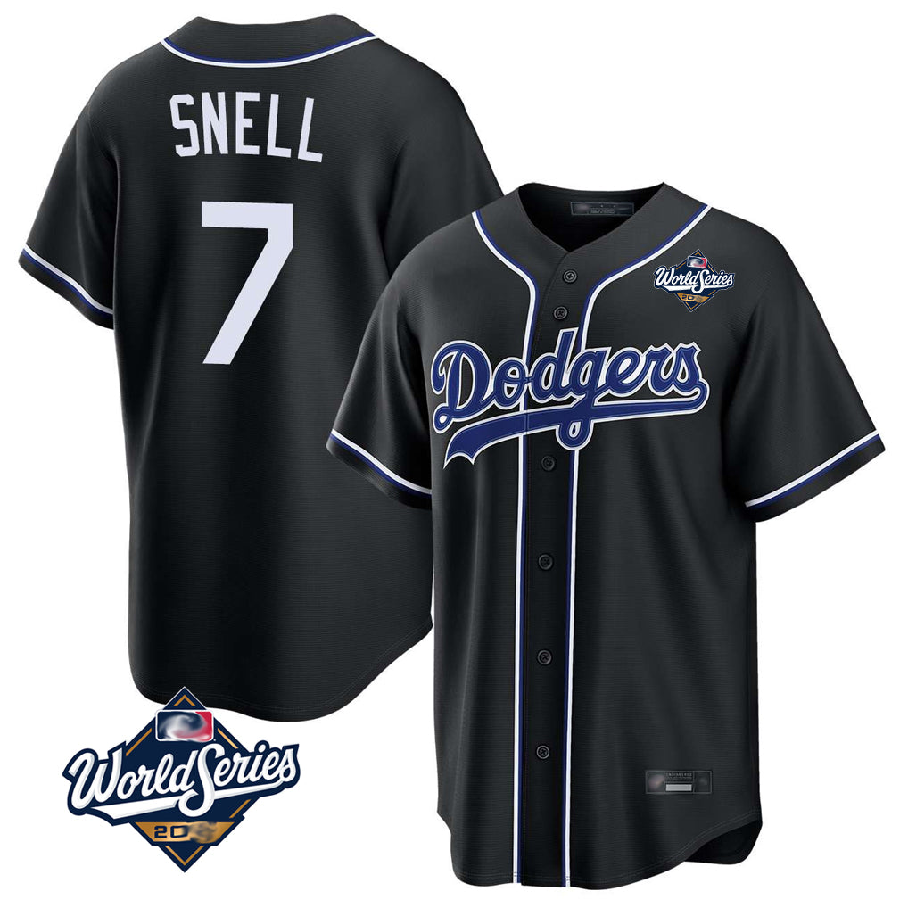 Fenge LA.Dodgers #7 Blake Snell Player Black Carbon Limited World Series Home Stitched Jerseys
