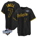 Fenge LA.Dodgers #7 Blake Snell Player Black Snake Skin City Game Home World Series Stitched Jerseys