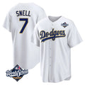 Fenge LA.Dodgers #7 Blake Snell Player Gold White World Series Home Game Stitched Jerseys