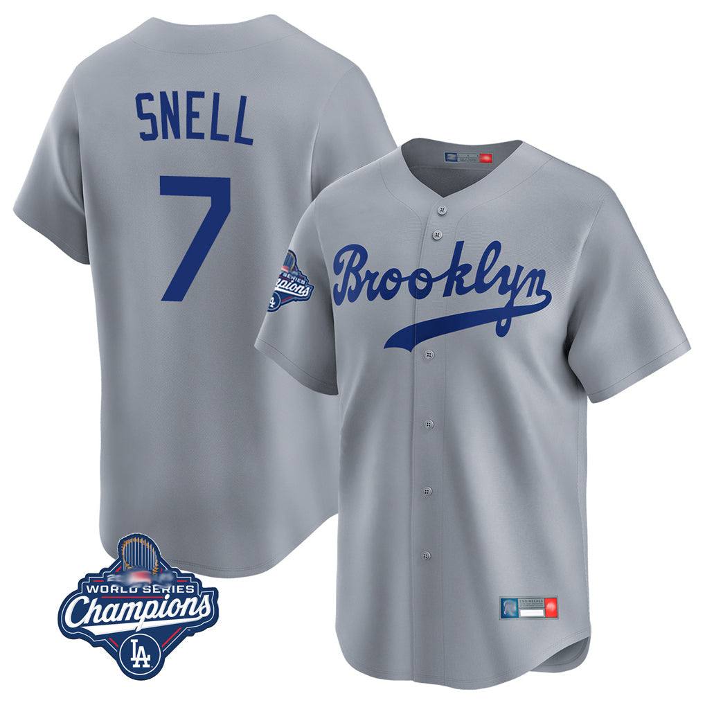 Fenge LA.Dodgers #7 Blake Snell Player Gray Game Limited World Series Meet Home Stitched Jerseys