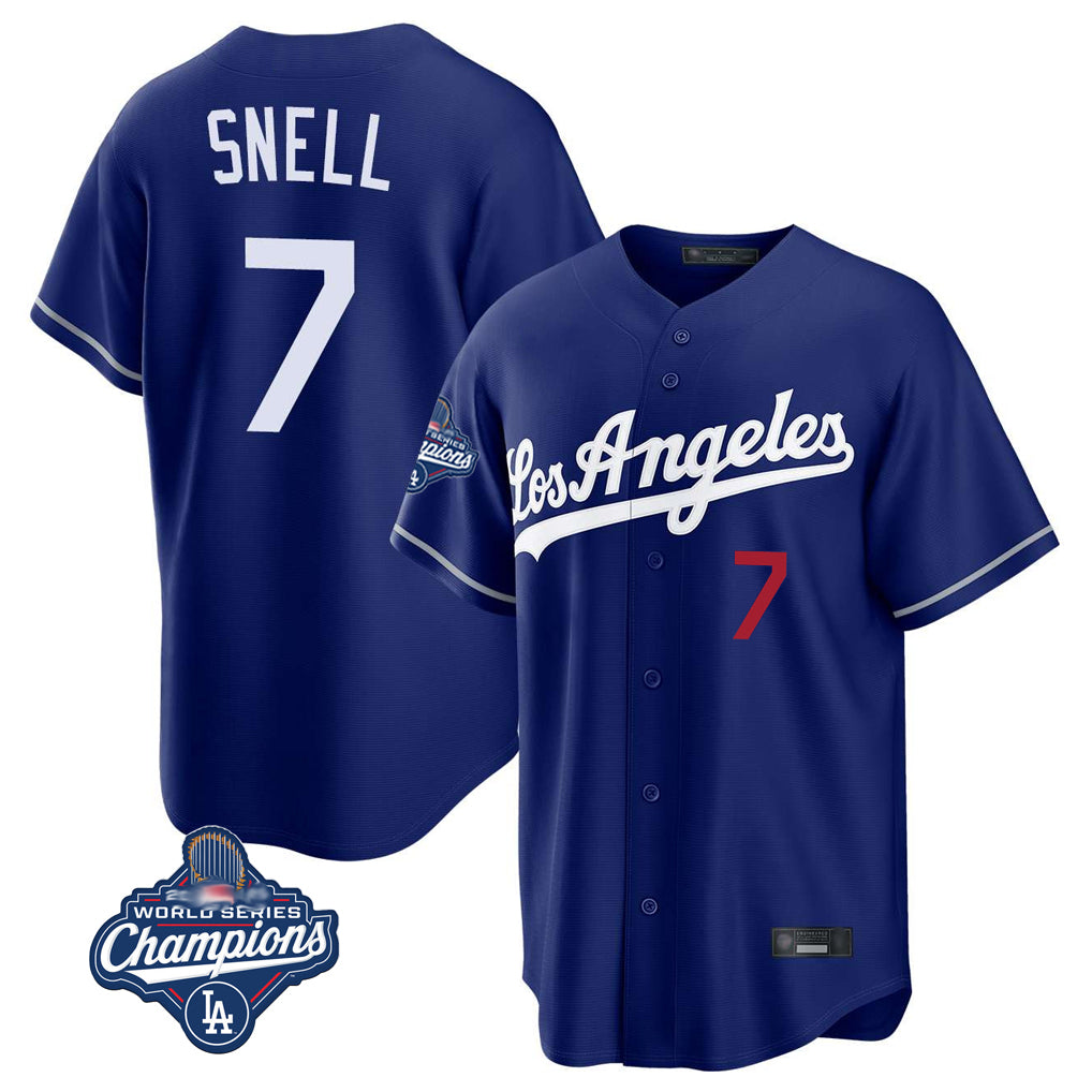 Fenge LA.Dodgers #7 Blake Snell Player Royal Game World Series Meet Home Stitched Jerseys