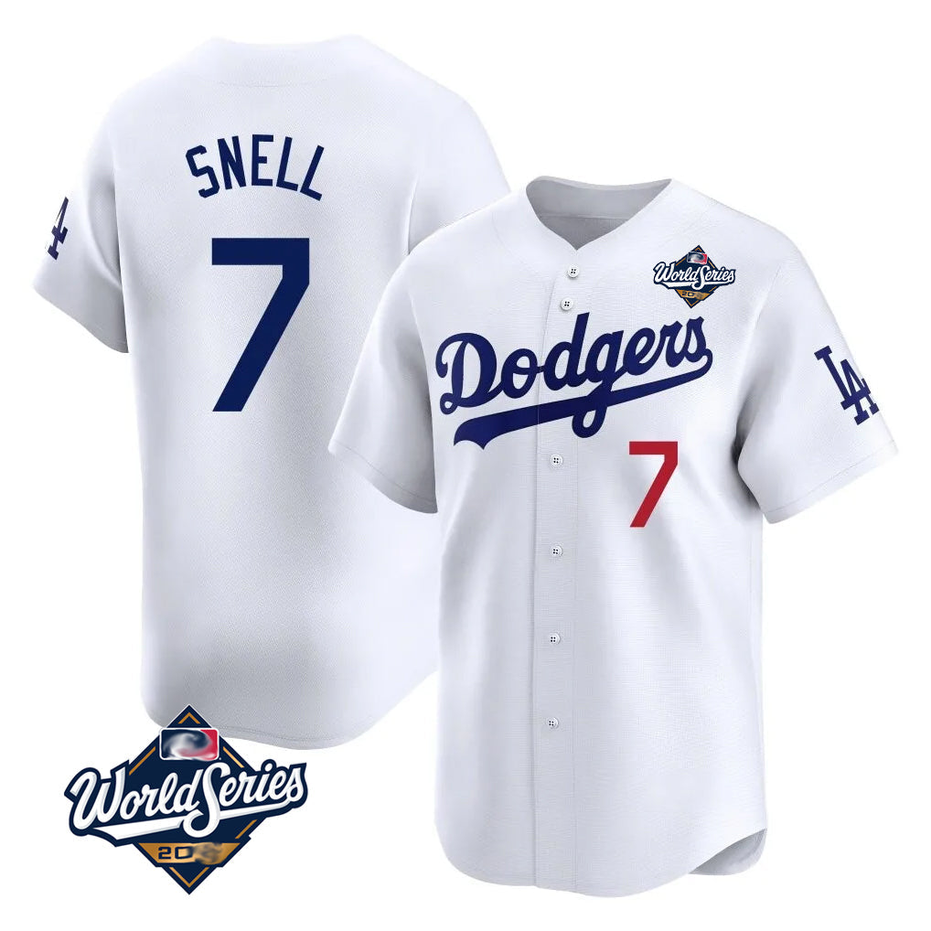 Fenge LA.Dodgers #7 Blake Snell Player White Game Limited World Series Home Stitched Jerseys