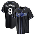 Fenge LA.Dodgers #8 Enrique Hern?¡ì?¨¦ndez Player Black Carbon Limited Home Stitched Jerseys