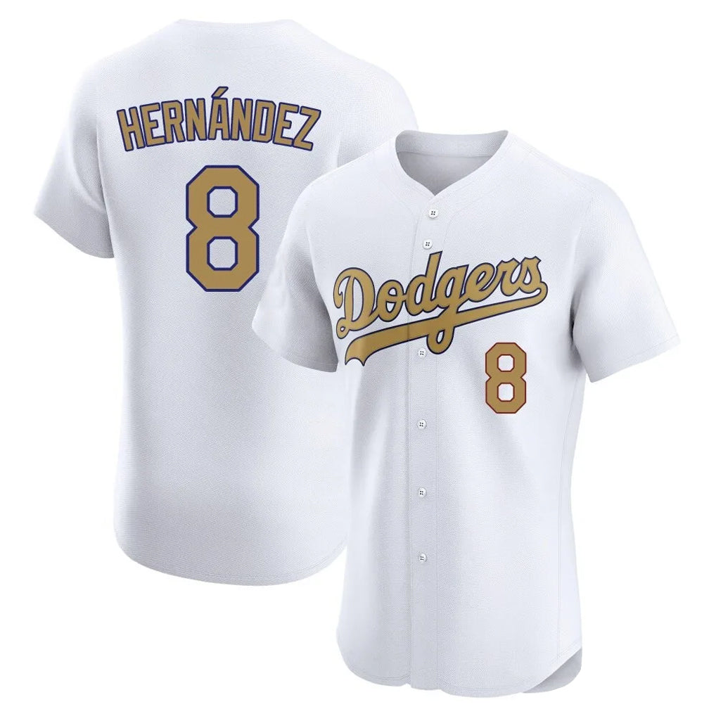 Fenge LA.Dodgers #8 Enrique Hern?¡ì?¨¦ndez Player Gold Limited Elite Home Stitched Jerseys