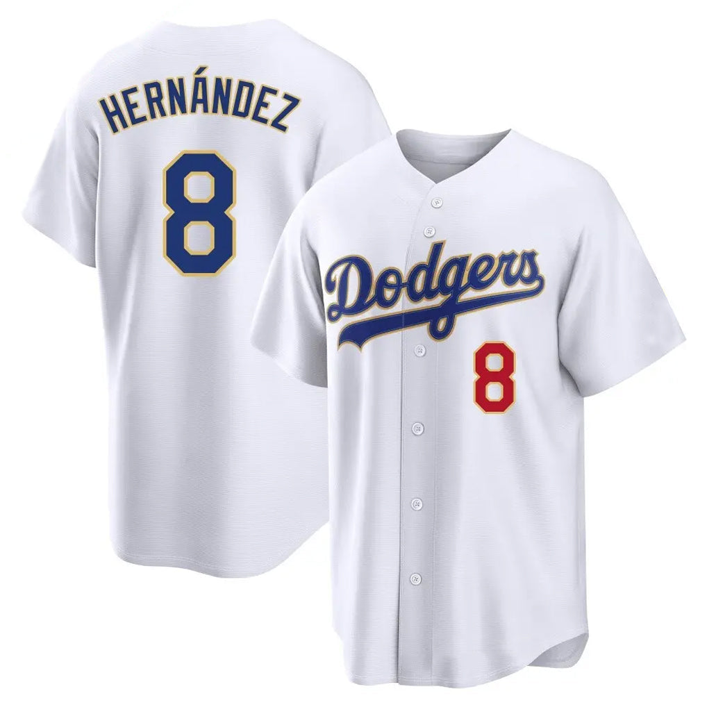 Fenge LA.Dodgers #8 Enrique Hern?¡ì?¨¦ndez Player Gold White 2026 Collection Stadium Limited Stitched Jerseys