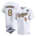 Fenge LA.Dodgers #8 Enrique Hern?¡ì?¨¦ndez Player Gold World Series Collection Limited Home Stitched Jerseys