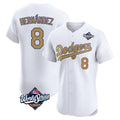 Fenge LA.Dodgers #8 Enrique Hern?¡ì?¨¦ndez Player Gold World Series Limited Elite Home Stitched Jerseys