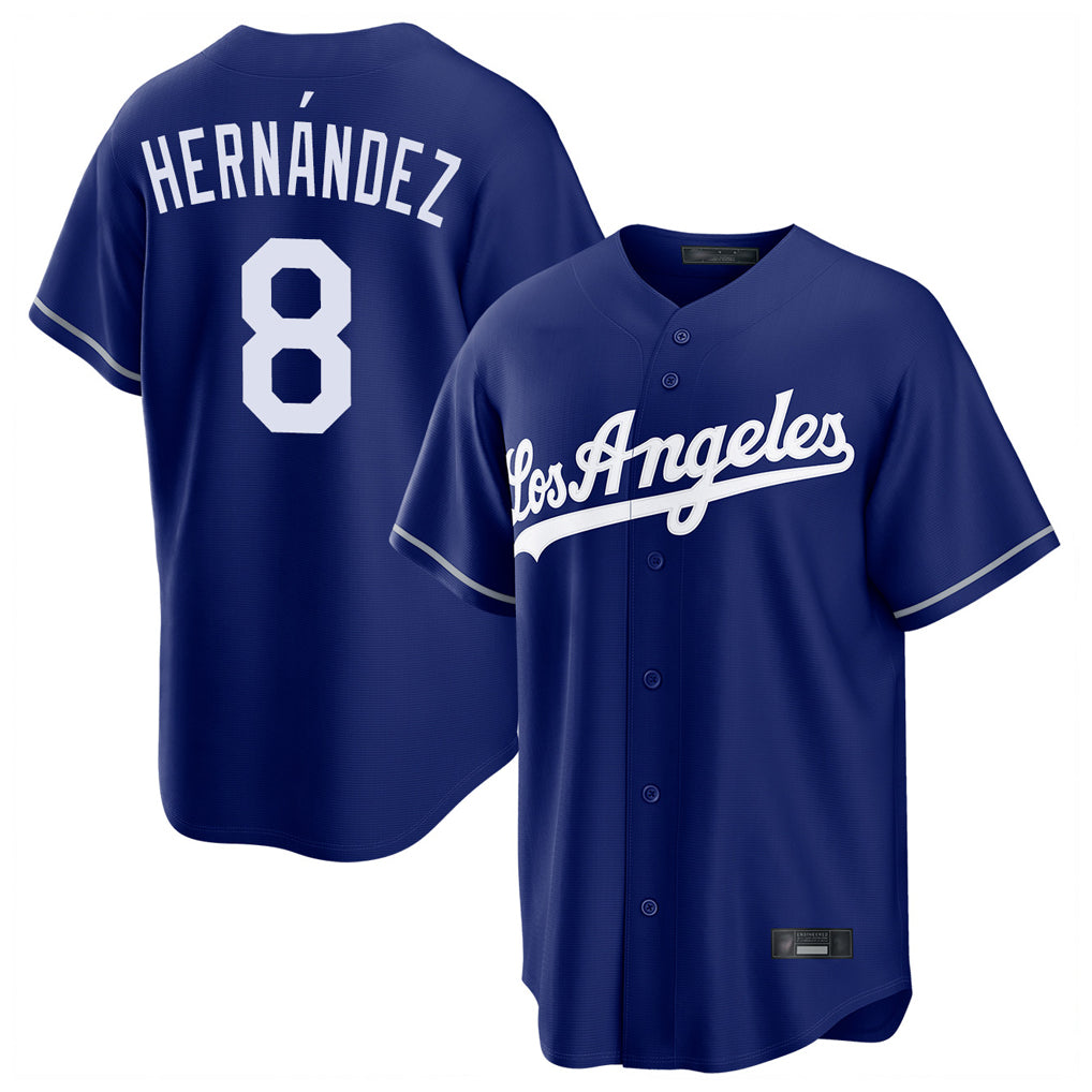 Fenge LA.Dodgers #8 Enrique Hern?¡ì?¨¦ndez Player Royal Game Stitched Jerseys