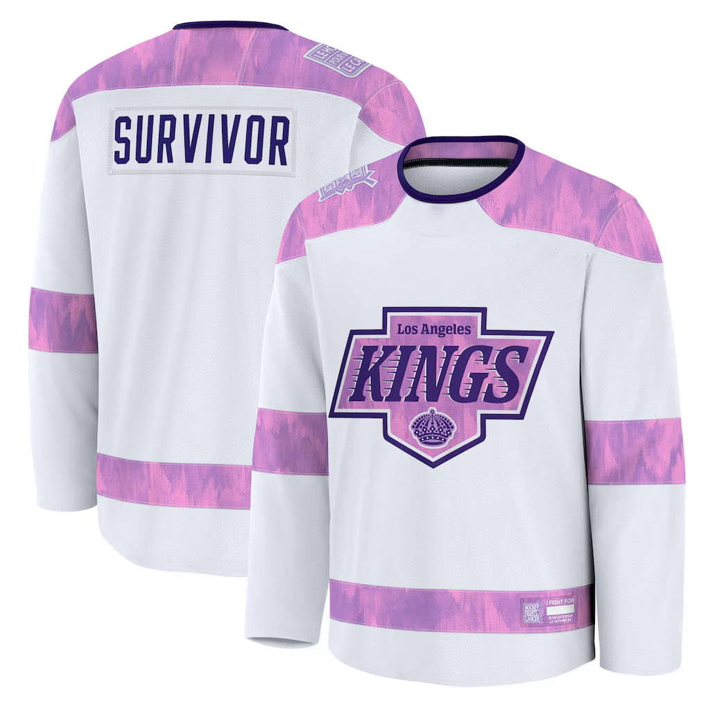 Fenge LA.Kings White Hockey Fights Cancer Survivor Practice Jerseys