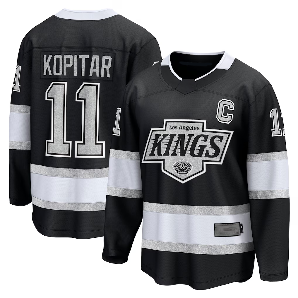 Fenge LA.Kings #11 Anze Kopitar Black Home Premier Breakaway Player Jerseys