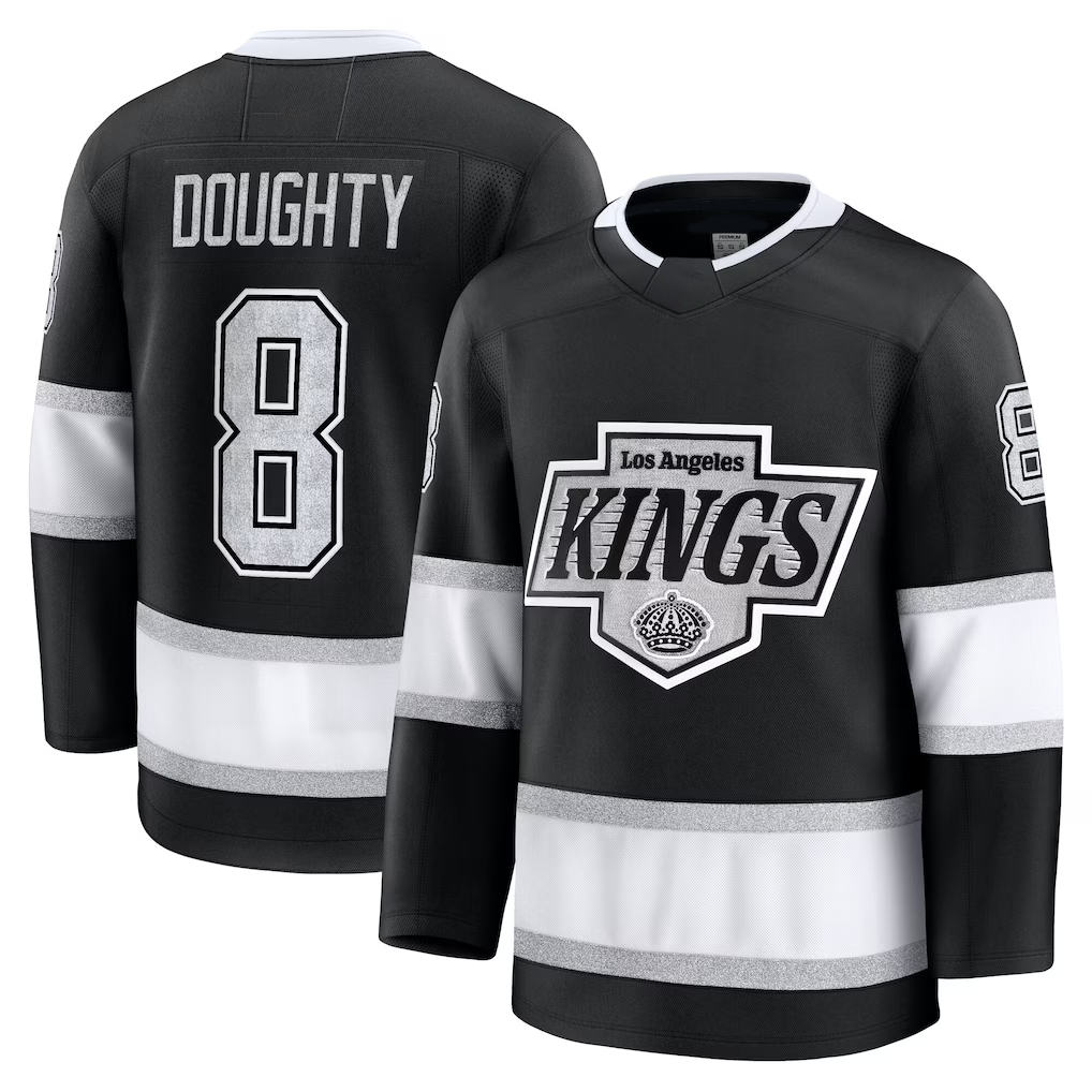 Fenge LA.Kings #8 Drew Doughty Black Home Premium Jerseys