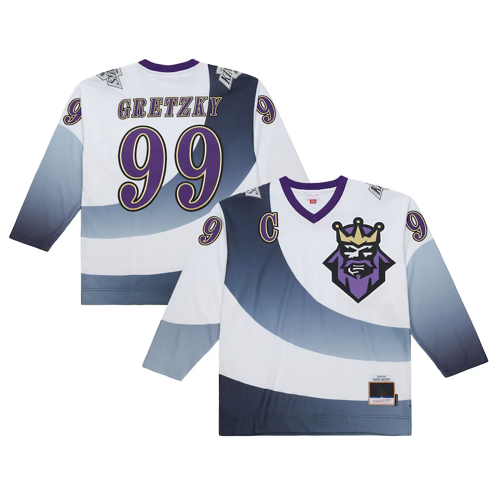 Fenge LA.Kings #99 Wayne Gretzky Mitchell & Ness White 1995-96 Power Play Jerseys