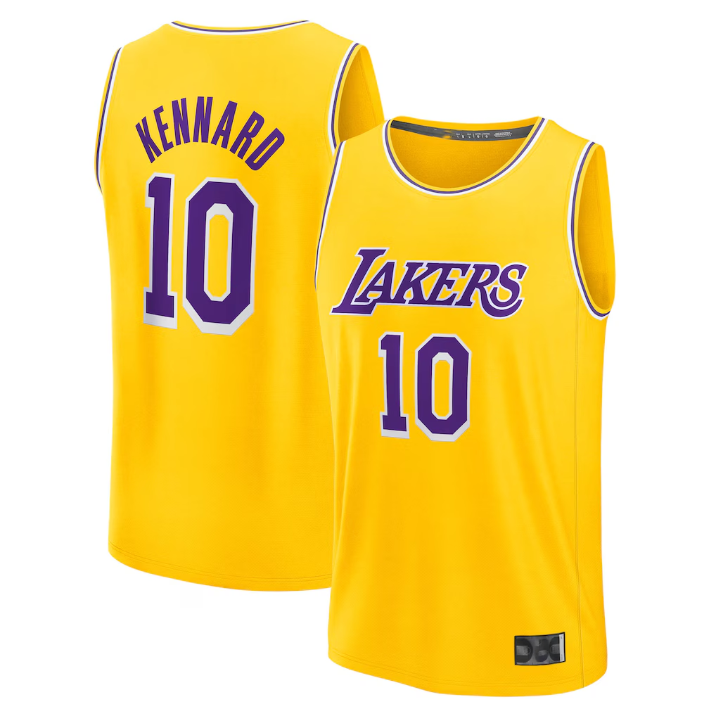 Fenge LA.Lakers #10 Luke Kennard Gold Fast Break Replica Stitched Jerseys - Icon Edition