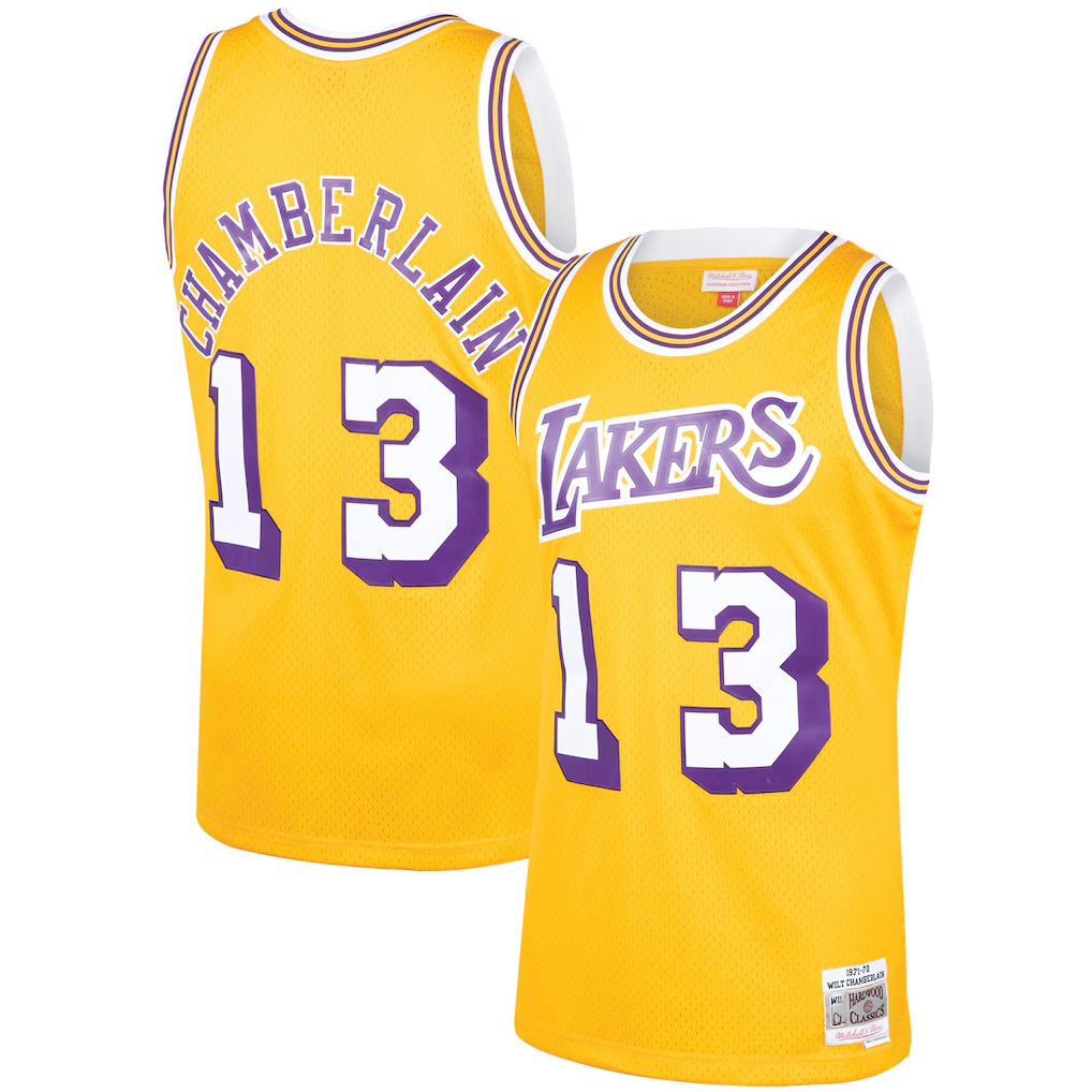 Fenge LA.Lakers #13 Wilt Chamberlain Mitchell & Ness Gold 1971-1972 Hardwood Classics Swingman Stitched Jerseys
