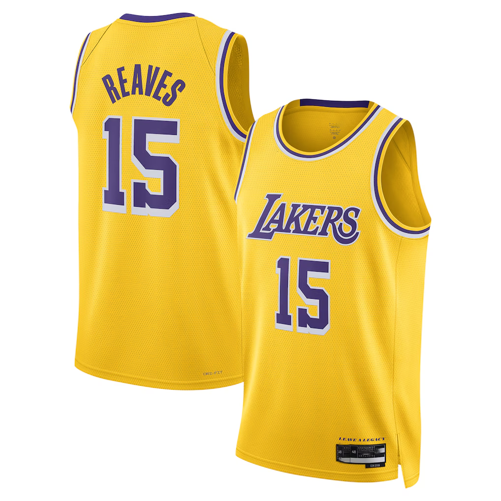 Fenge LA.Lakers #15 Austin Reaves Gold Swingman Stitched Jerseys- Icon Edition