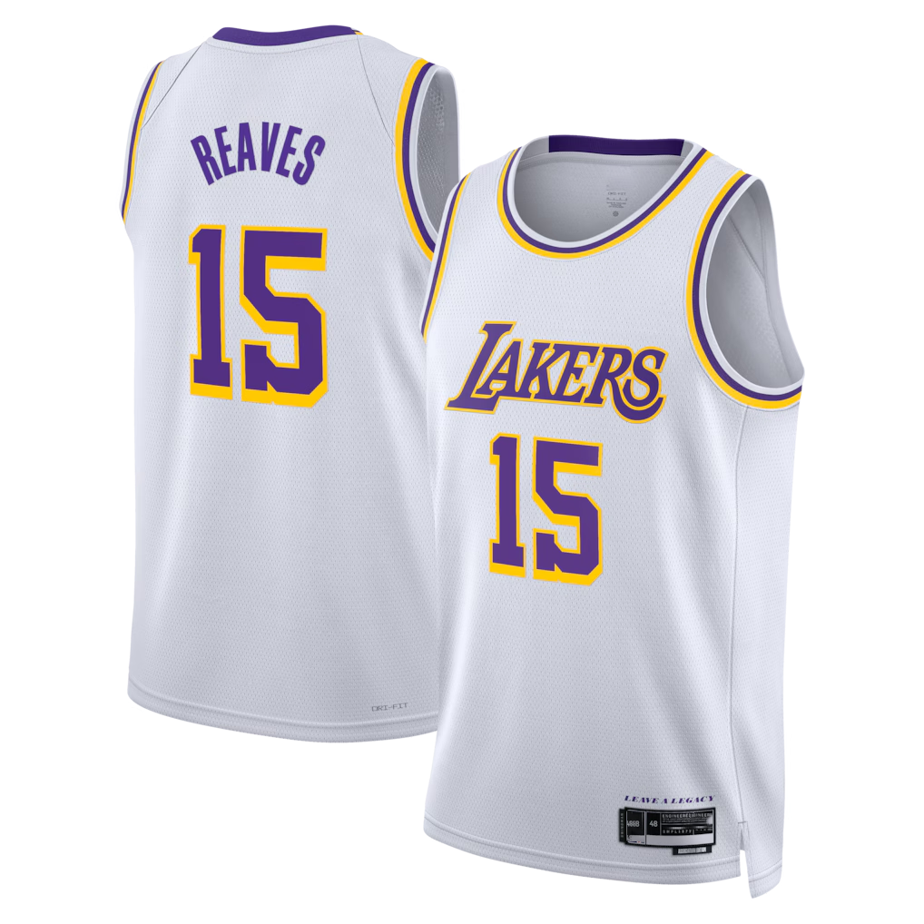 Fenge LA.Lakers #15 Austin Reaves White Association Edition Swingman Stitched Jerseys