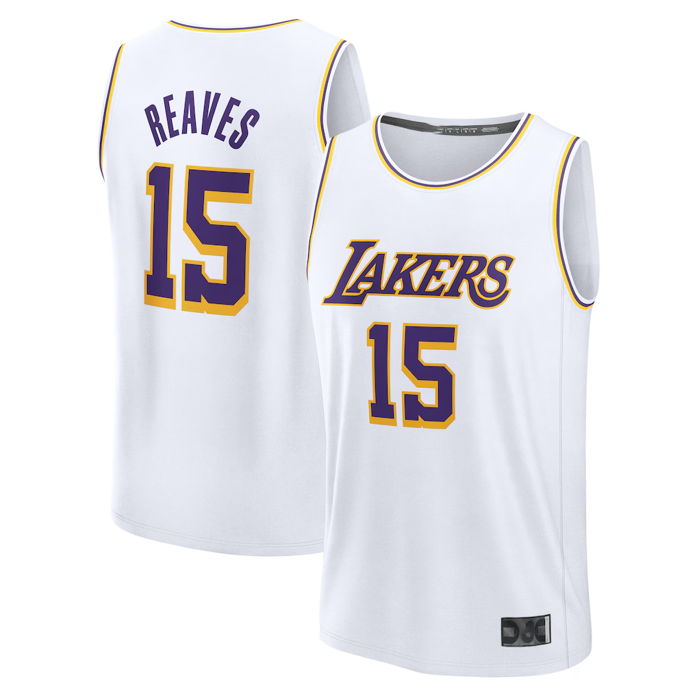 Fenge LA.Lakers #15 Austin Reaves White Fast Break Replica Player Stitched Jerseys - Association Edition