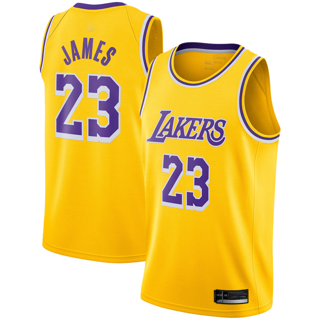 Fenge LA.Lakers #23 LeBron James Gold Swingman Player Stitched Jerseyss - Icon Edition