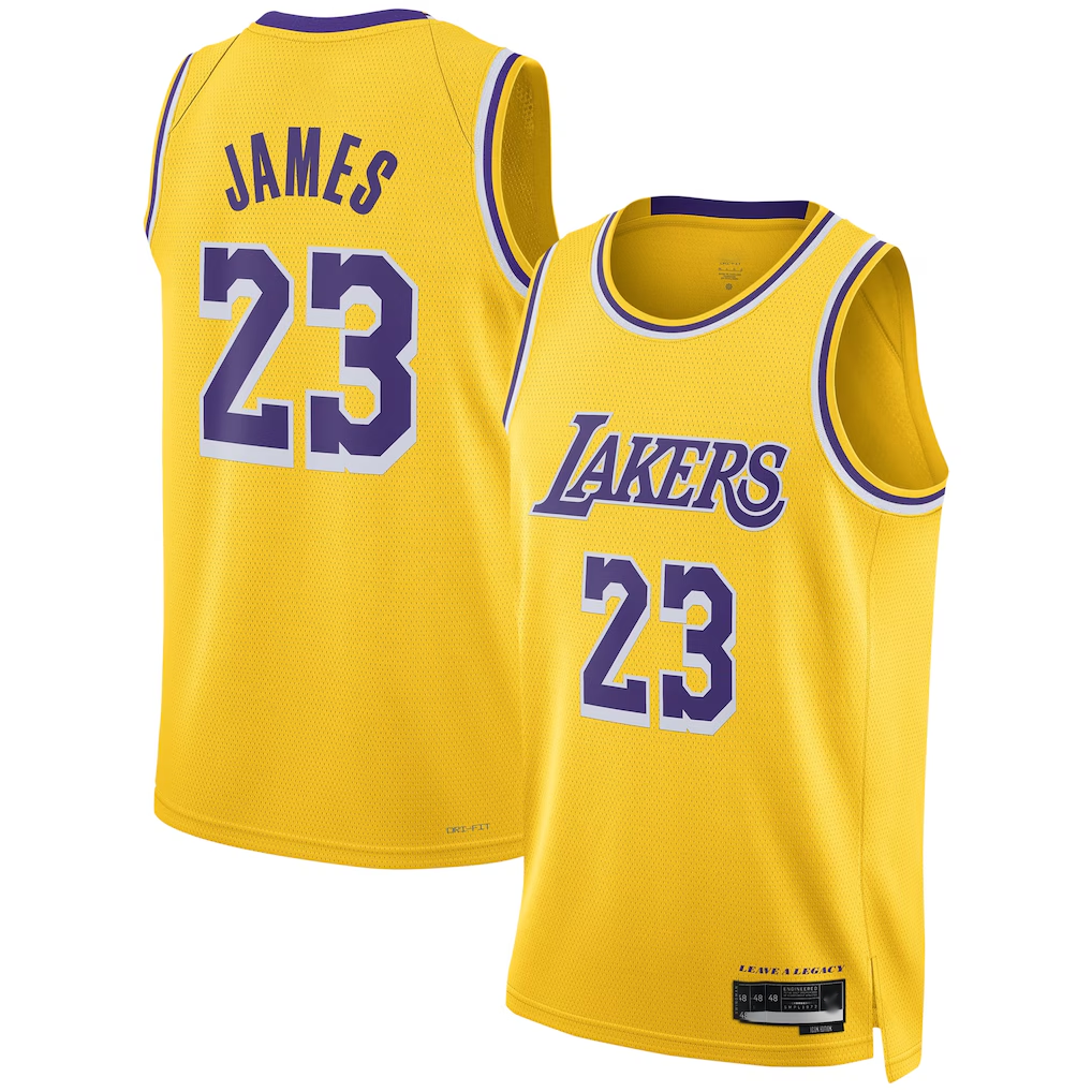 Fenge LA.Lakers #23 LeBron James Gold Swingman Stitched Jerseys - Icon Edition