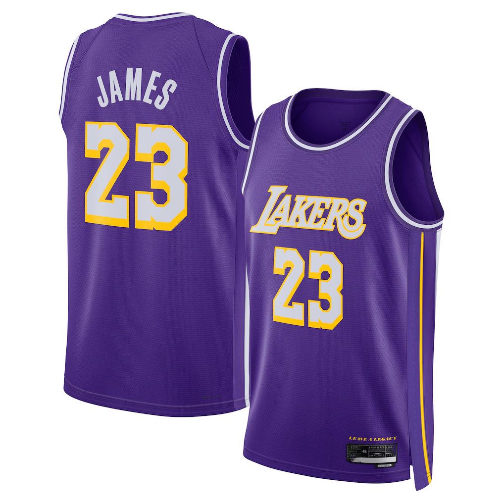 Fenge LA.Lakers #23 LeBron James Purple Swingman Stitched Jerseys - Statement Edition