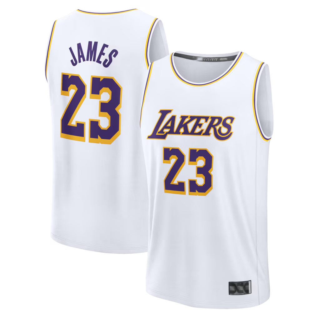 Fenge LA.Lakers #23 LeBron James White Fast Break Replica Player Stitched Jerseys - Association Edition