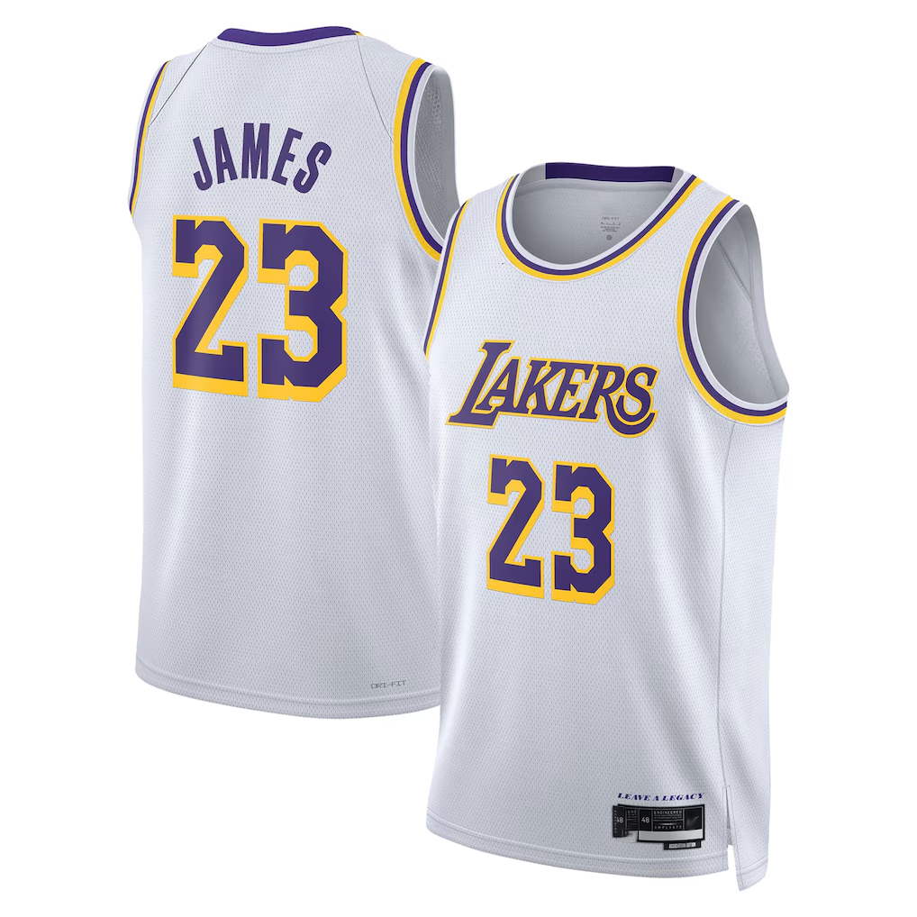 Fenge LA.Lakers #23 LeBron James White Swingman Stitched Jerseys - Association Edition