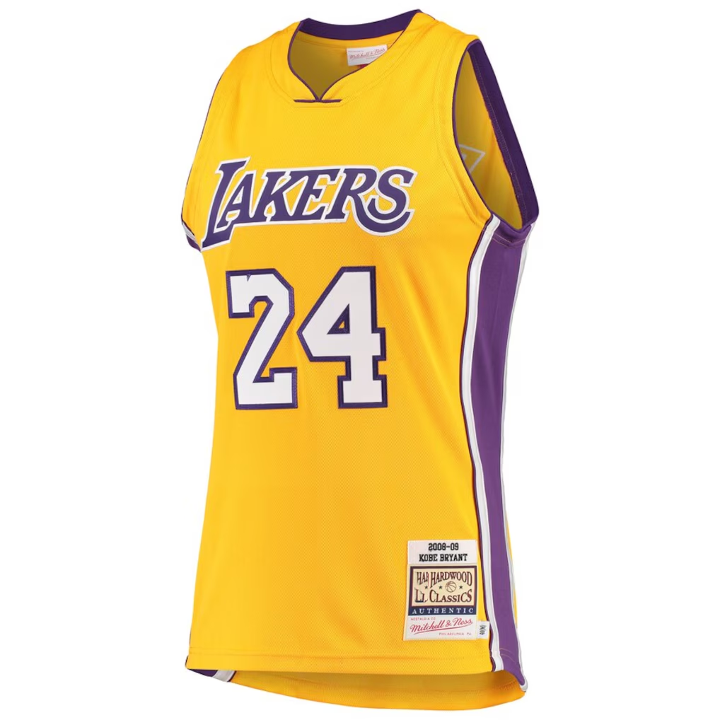 Fenge LA.Lakers #24 Kobe Bryant Gold Hardwood Classics 2008-2009 Authentic Stitched Jerseys By Mitchell & Ness