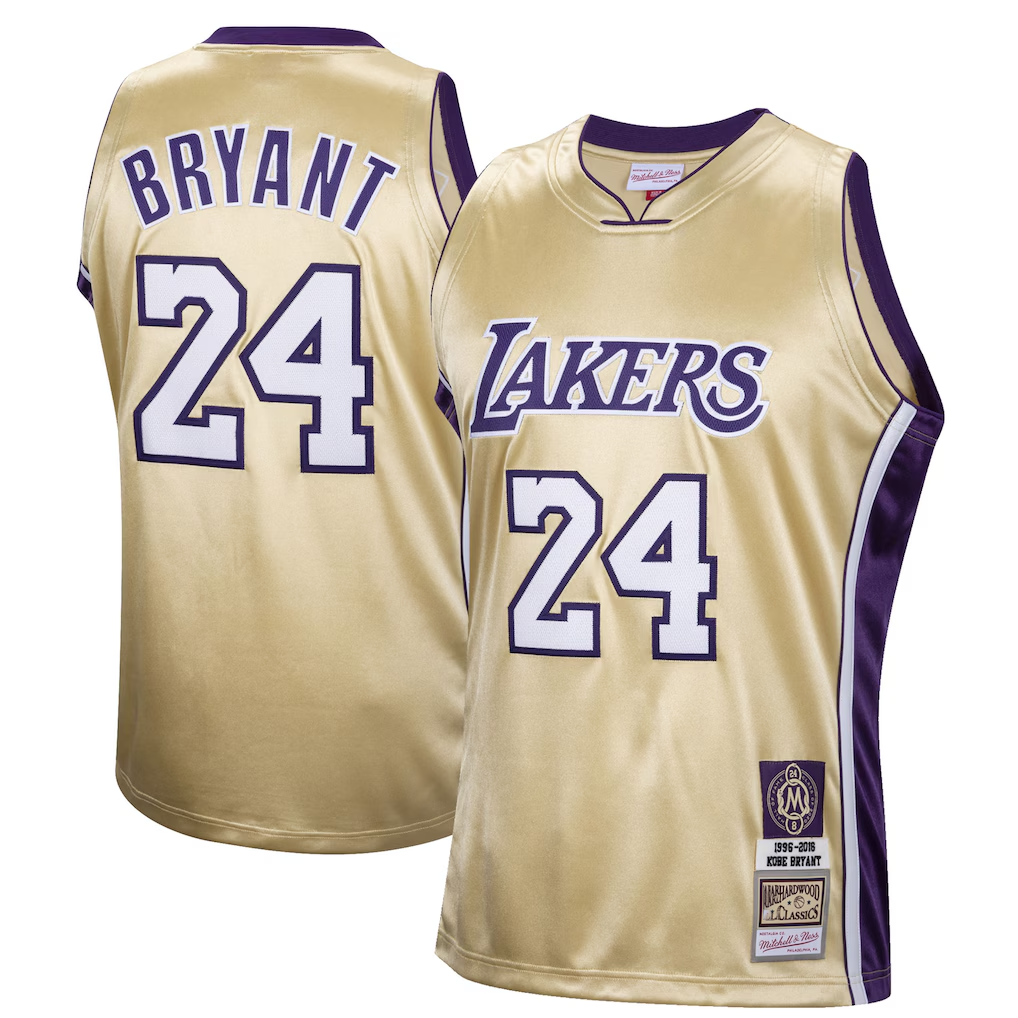 Fenge LA.Lakers #24 Kobe Bryant Mitchell & Ness Gold Hall of Fame Class of 2020 #24 Authentic Hardwood Classics Jerseys