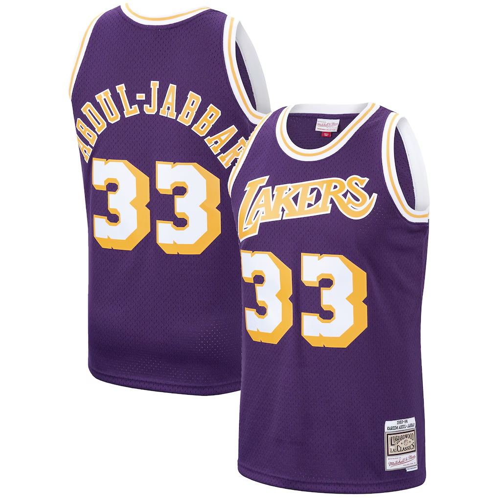 Fenge LA.Lakers #33 Kareem Abdul-Jabbar Mitchell & Ness Purple Hardwood Classics Swingman Jerseys