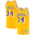 Fenge LA.Lakers #34 Shaquille O'Neal Mitchell & Ness Gold 1996-1997 Hardwood Classics Authentic Jerseys