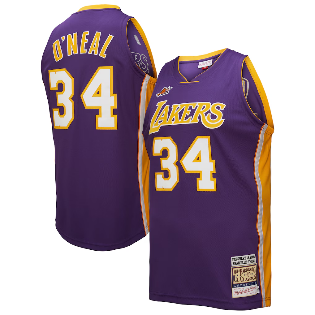 Fenge LA.Lakers #34 Shaquille O'Neal Mitchell & Ness Purple 2000 All-Star Game Authentic Jerseys