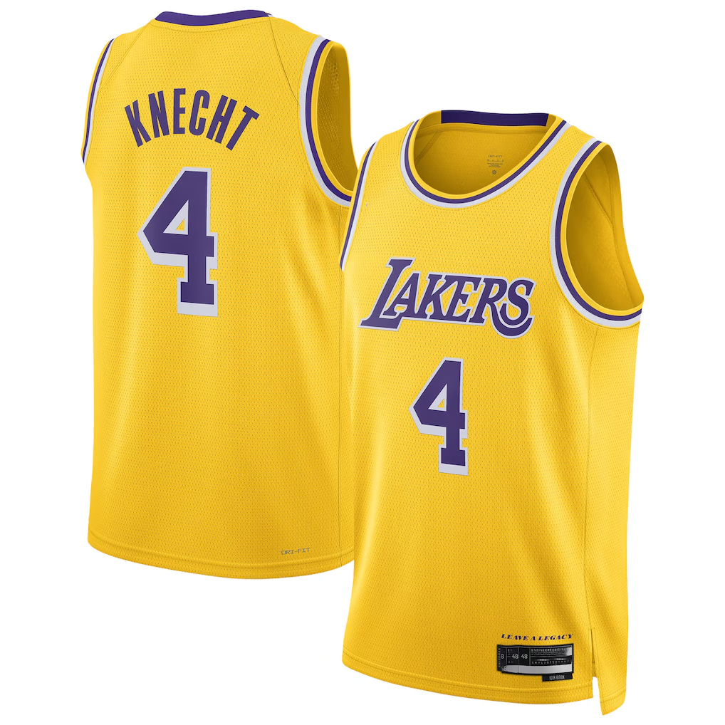Fenge LA.Lakers #4 Dalton Knecht Gold Swingman Stitched Jerseys