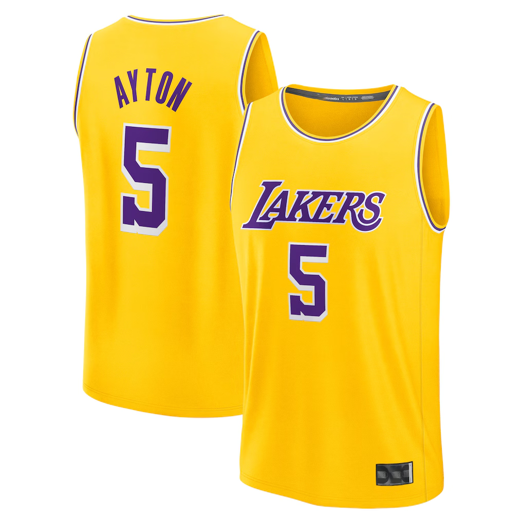 Fenge LA.Lakers #5 Deandre Ayton Gold Fast Break Replica Player Stitched Jerseys - Icon Edition