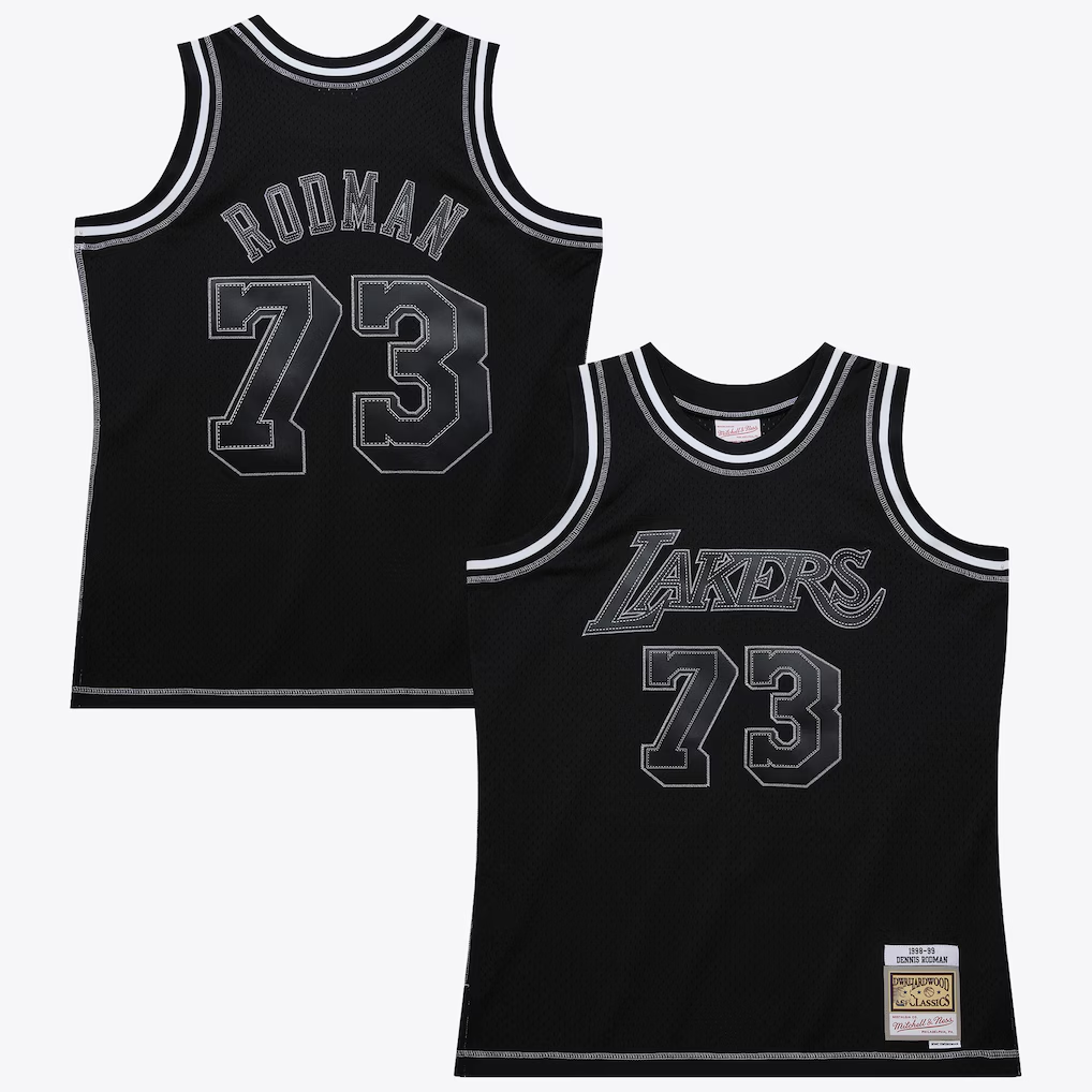 Fenge LA.Lakers #73 Dennis RodmanBlack Mitchell & Ness 1998 Contrast 2K Swingman Stitched Jerseys